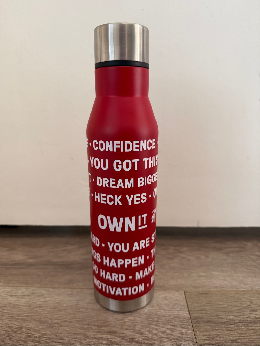 Own It Red Insulated Water Bottle - Motivational Design